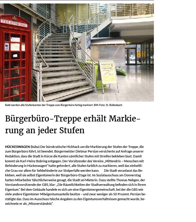 2017 02 10 Artikel Treppe Bürgerbüro